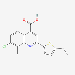 molecular formula C17H14ClNO2S B2360411 7-chloro-2-(5-ethylthiophen-2-yl)-8-methylquinoline-4-carboxylic acid CAS No. 777877-61-9