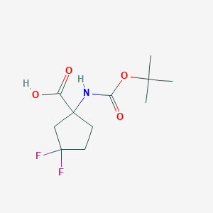 molecular formula C11H17F2NO4 B2360420 1-((tert-Butoxycarbonyl)amino)-3,3-difluorocyclopentanecarboxylic acid CAS No. 1936649-94-3