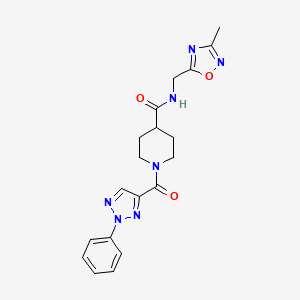 molecular formula C19H21N7O3 B2360493 N-((3-methyl-1,2,4-oxadiazol-5-yl)methyl)-1-(2-phenyl-2H-1,2,3-triazole-4-carbonyl)piperidine-4-carboxamide CAS No. 1334368-79-4