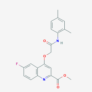 molecular formula C21H19FN2O4 B2360560 METHYL 4-{[(2,4-DIMETHYLPHENYL)CARBAMOYL]METHOXY}-6-FLUOROQUINOLINE-2-CARBOXYLATE CAS No. 1358412-85-7