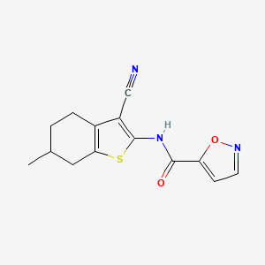 molecular formula C14H13N3O2S B2360595 N-(3-cyano-6-methyl-4,5,6,7-tetrahydro-1-benzothiophen-2-yl)-1,2-oxazole-5-carboxamide CAS No. 941868-95-7