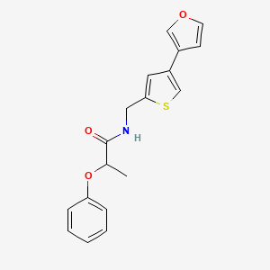 molecular formula C18H17NO3S B2360605 N-[[4-(Furan-3-yl)thiophen-2-yl]methyl]-2-phenoxypropanamide CAS No. 2379978-41-1