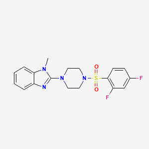 molecular formula C18H18F2N4O2S B2360650 2-(4-((2,4-difluorophenyl)sulfonyl)piperazin-1-yl)-1-methyl-1H-benzo[d]imidazole CAS No. 1235652-44-4