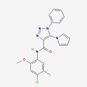 molecular formula C21H18ClN5O2 B2360725 N-(4-chloro-2-methoxy-5-methylphenyl)-1-phenyl-5-(1H-pyrrol-1-yl)-1H-1,2,3-triazole-4-carboxamide CAS No. 1795440-65-1