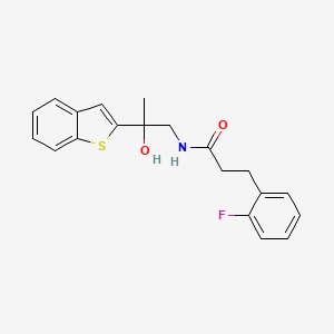 molecular formula C20H20FNO2S B2360759 N-[2-(1-benzothiophen-2-yl)-2-hydroxypropyl]-3-(2-fluorophenyl)propanamide CAS No. 2034242-77-6
