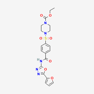 molecular formula C20H21N5O7S B2360770 Ethyl 4-((4-((5-(furan-2-yl)-1,3,4-oxadiazol-2-yl)carbamoyl)phenyl)sulfonyl)piperazine-1-carboxylate CAS No. 851095-38-0