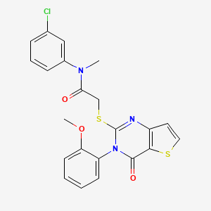 molecular formula C22H18ClN3O3S2 B2360771 N-(3-chlorophenyl)-2-{[3-(2-methoxyphenyl)-4-oxo-3,4-dihydrothieno[3,2-d]pyrimidin-2-yl]sulfanyl}-N-methylacetamide CAS No. 1291841-22-9