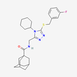 molecular formula C27H35FN4OS B2360798 N-[(4-cyclohexyl-5-{[(3-fluorophenyl)methyl]sulfanyl}-4H-1,2,4-triazol-3-yl)methyl]adamantane-1-carboxamide CAS No. 477304-20-4