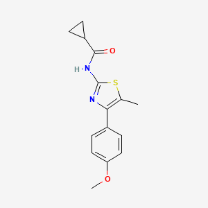molecular formula C15H16N2O2S B2360800 N-[4-(4-methoxyphenyl)-5-methyl-1,3-thiazol-2-yl]cyclopropanecarboxamide CAS No. 536734-11-9