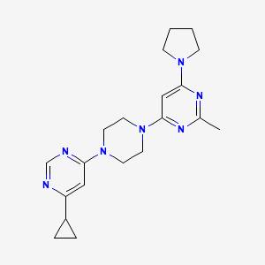 molecular formula C20H27N7 B2360826 4-[4-(6-Cyclopropylpyrimidin-4-yl)piperazin-1-yl]-2-methyl-6-(pyrrolidin-1-yl)pyrimidine CAS No. 2415524-24-0