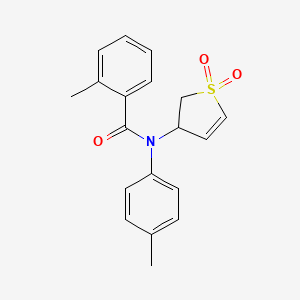 molecular formula C19H19NO3S B2360835 N-(1,1-dioxido-2,3-dihydrothiophen-3-yl)-2-methyl-N-(p-tolyl)benzamide CAS No. 863020-59-1