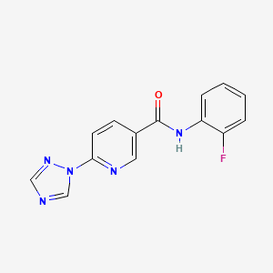 molecular formula C14H10FN5O B2360855 N-(2-fluorophenyl)-6-(1H-1,2,4-triazol-1-yl)pyridine-3-carboxamide CAS No. 672951-19-8