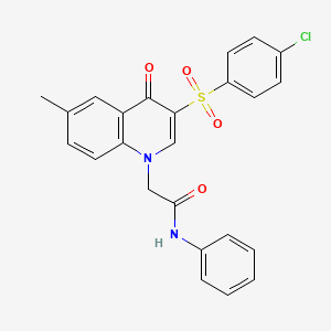 molecular formula C24H19ClN2O4S B2360863 2-[3-(4-chlorophenyl)sulfonyl-6-methyl-4-oxoquinolin-1-yl]-N-phenylacetamide CAS No. 866590-90-1