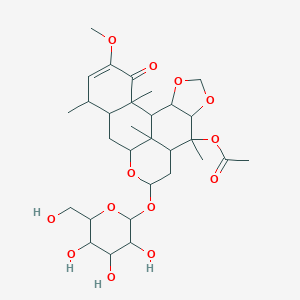 molecular formula C13H12F3NO3 B236088 Picras-2-en-1-one, 13-(acetyloxy)-16-(beta-D-glucopyranosyloxy)-2-methoxy-11,12-(methylenebis(oxy))-, (11alpha,12beta,16alpha)- CAS No. 135638-54-9