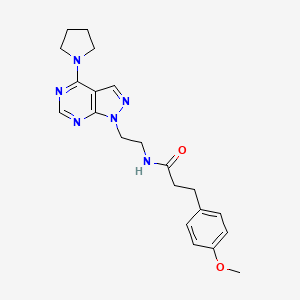 molecular formula C21H26N6O2 B2360901 3-(4-methoxyphenyl)-N-(2-(4-(pyrrolidin-1-yl)-1H-pyrazolo[3,4-d]pyrimidin-1-yl)ethyl)propanamide CAS No. 1021122-99-5
