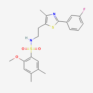 molecular formula C21H23FN2O3S2 B2360902 N-(2-(2-(3-fluorophenyl)-4-methylthiazol-5-yl)ethyl)-2-methoxy-4,5-dimethylbenzenesulfonamide CAS No. 946375-47-9