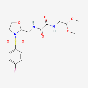 molecular formula C16H22FN3O7S B2360906 N1-(2,2-dimethoxyethyl)-N2-((3-((4-fluorophenyl)sulfonyl)oxazolidin-2-yl)methyl)oxalamide CAS No. 868981-34-4