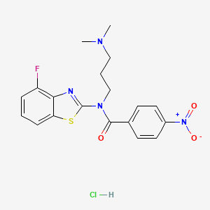 molecular formula C19H20ClFN4O3S B2360917 N-(3-(dimethylamino)propyl)-N-(4-fluorobenzo[d]thiazol-2-yl)-4-nitrobenzamide hydrochloride CAS No. 1216677-94-9