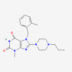 molecular formula C21H28N6O2 B2360960 3-Methyl-7-[(2-methylphenyl)methyl]-8-(4-propylpiperazin-1-yl)purine-2,6-dione CAS No. 887030-20-8