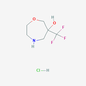 molecular formula C6H11ClF3NO2 B2361009 6-(Trifluoromethyl)-1,4-oxazepan-6-ol hydrochloride CAS No. 1824048-42-1
