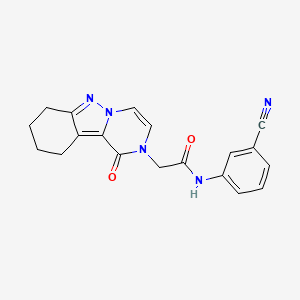 molecular formula C19H17N5O2 B2361017 N-(3-cyanophenyl)-2-(1-oxo-7,8,9,10-tetrahydropyrazino[1,2-b]indazol-2(1H)-yl)acetamide CAS No. 1775376-40-3