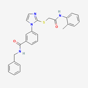 molecular formula C26H24N4O2S B2361056 N-benzyl-3-(2-((2-oxo-2-(o-tolylamino)ethyl)thio)-1H-imidazol-1-yl)benzamide CAS No. 1115303-12-2