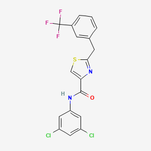 molecular formula C18H11Cl2F3N2OS B2361060 N-(3,5-dichlorophenyl)-2-[3-(trifluoromethyl)benzyl]-1,3-thiazole-4-carboxamide CAS No. 478030-73-8