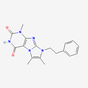 molecular formula C18H19N5O2 B2361068 1,6,7-trimethyl-8-phenethyl-1H-imidazo[2,1-f]purine-2,4(3H,8H)-dione CAS No. 879455-65-9