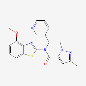 molecular formula C20H19N5O2S B2361079 N-(4-methoxybenzo[d]thiazol-2-yl)-1,3-dimethyl-N-(pyridin-3-ylmethyl)-1H-pyrazole-5-carboxamide CAS No. 1014090-45-9