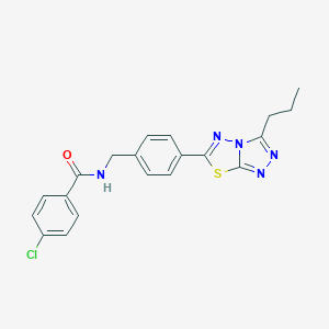 molecular formula C20H18ClN5OS B236109 4-chloro-N-[4-(3-propyl[1,2,4]triazolo[3,4-b][1,3,4]thiadiazol-6-yl)benzyl]benzamide 