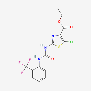 molecular formula C14H11ClF3N3O3S B2361092 Ethyl 5-chloro-2-(3-(2-(trifluoromethyl)phenyl)ureido)thiazole-4-carboxylate CAS No. 1202976-92-8