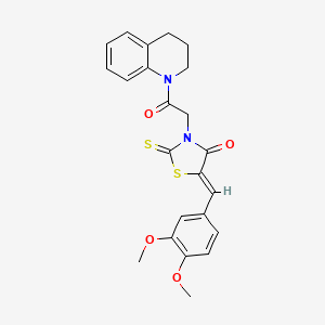 molecular formula C23H22N2O4S2 B2361114 (5Z)-5-[(3,4-dimethoxyphenyl)methylidene]-3-[2-oxo-2-(1,2,3,4-tetrahydroquinolin-1-yl)ethyl]-2-sulfanylidene-1,3-thiazolidin-4-one CAS No. 681832-60-0