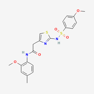 molecular formula C20H21N3O5S2 B2361117 N-(2-methoxy-4-methylphenyl)-2-(2-(4-methoxyphenylsulfonamido)thiazol-4-yl)acetamide CAS No. 922075-17-0