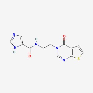 molecular formula C12H11N5O2S B2361134 N-(2-(4-oxothieno[2,3-d]pyrimidin-3(4H)-yl)ethyl)-1H-imidazole-5-carboxamide CAS No. 2034320-69-7