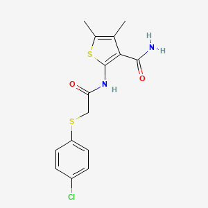 2-(2-((4-Chlorophenyl)thio)acetamido)-4,5-dimethylthiophene-3-carboxamide