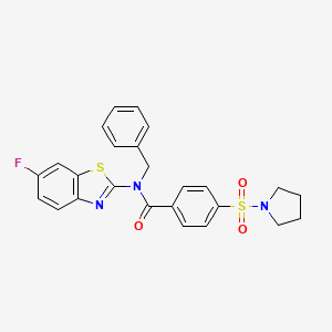 molecular formula C25H22FN3O3S2 B2361142 N-benzyl-N-(6-fluorobenzo[d]thiazol-2-yl)-4-(pyrrolidin-1-ylsulfonyl)benzamide CAS No. 922634-25-1
