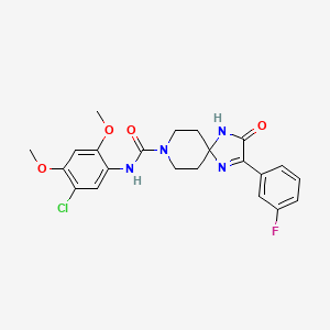 N-(5-chloro-2,4-dimethoxyphenyl)-2-(3-fluorophenyl)-3-oxo-1,4,8-triazaspiro[4.5]dec-1-ene-8-carboxamide