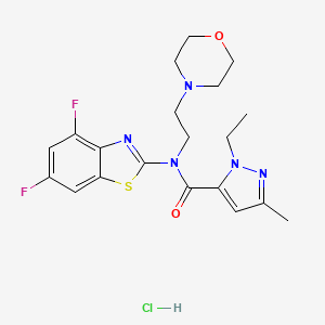 molecular formula C20H24ClF2N5O2S B2361158 N-(4,6-difluorobenzo[d]thiazol-2-yl)-1-ethyl-3-methyl-N-(2-morpholinoethyl)-1H-pyrazole-5-carboxamide hydrochloride CAS No. 1189891-13-1