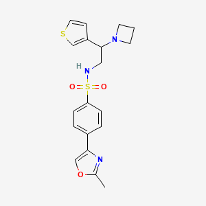 molecular formula C19H21N3O3S2 B2361172 N-(2-(azetidin-1-yl)-2-(thiophen-3-yl)ethyl)-4-(2-methyloxazol-4-yl)benzenesulfonamide CAS No. 2034399-86-3