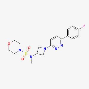 molecular formula C18H22FN5O3S B2361229 N-[1-[6-(4-Fluorophenyl)pyridazin-3-yl]azetidin-3-yl]-N-methylmorpholine-4-sulfonamide CAS No. 2415510-51-7