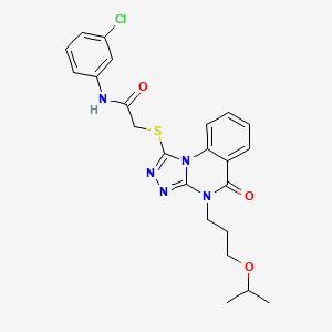 molecular formula C23H24ClN5O3S B2361260 N-(3-chlorophenyl)-2-({5-oxo-4-[3-(propan-2-yloxy)propyl]-4H,5H-[1,2,4]triazolo[4,3-a]quinazolin-1-yl}sulfanyl)acetamide CAS No. 1111020-22-4
