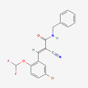 molecular formula C18H13BrF2N2O2 B2361264 (E)-N-benzyl-3-[5-bromo-2-(difluoromethoxy)phenyl]-2-cyanoprop-2-enamide CAS No. 847841-06-9