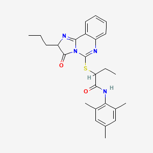 molecular formula C26H30N4O2S B2361268 N-mesityl-2-((3-oxo-2-propyl-2,3-dihydroimidazo[1,2-c]quinazolin-5-yl)thio)butanamide CAS No. 1173732-28-9