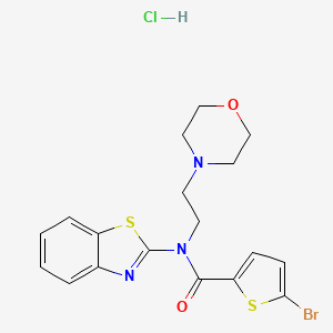 molecular formula C18H19BrClN3O2S2 B2361289 N-(benzo[d]thiazol-2-yl)-5-bromo-N-(2-morpholinoethyl)thiophene-2-carboxamide hydrochloride CAS No. 1217111-86-8