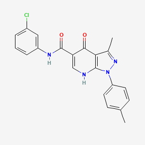molecular formula C21H17ClN4O2 B2361294 N-(3-chlorophenyl)-3-methyl-4-oxo-1-(p-tolyl)-4,7-dihydro-1H-pyrazolo[3,4-b]pyridine-5-carboxamide CAS No. 898457-95-9