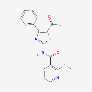molecular formula C18H15N3O2S2 B2361310 N-(5-acetyl-4-phenyl-1,3-thiazol-2-yl)-2-methylsulfanylpyridine-3-carboxamide CAS No. 919907-29-2