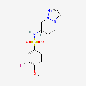 molecular formula C14H19FN4O3S B2361345 3-fluoro-4-methoxy-N-(3-methyl-1-(2H-1,2,3-triazol-2-yl)butan-2-yl)benzenesulfonamide CAS No. 2034343-91-2