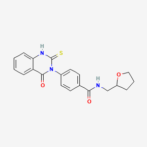 molecular formula C20H19N3O3S B2361359 4-(4-oxo-2-thioxo-1,2-dihydroquinazolin-3(4H)-yl)-N-((tetrahydrofuran-2-yl)methyl)benzamide CAS No. 403727-91-3