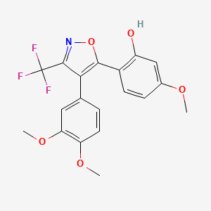 molecular formula C19H16F3NO5 B2361366 2-[4-(3,4-Dimethoxyphenyl)-3-(trifluoromethyl)-1,2-oxazol-5-yl]-5-methoxyphenol CAS No. 903206-10-0