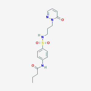 molecular formula C17H22N4O4S B2361373 N-(4-(N-(3-(6-oxopyridazin-1(6H)-yl)propyl)sulfamoyl)phenyl)butyramide CAS No. 1203286-78-5